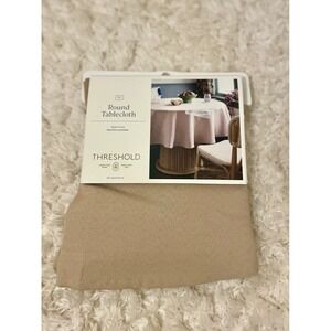 Threshold Round Tablecloth Beige 70 Inch Seats 4 6 Dining Room Home Decor